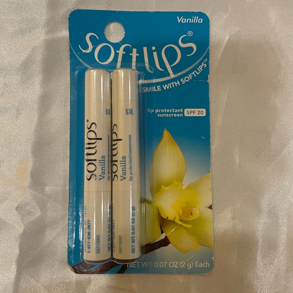 Softlips Lip Protectant/Sunscreen SPF 20, Value Pack, Vanilla, 0.07 Oz. 2PK.